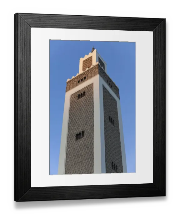 Framed Print : Mosque minaret in coastal city, Mohammed V Mosque, Tangier, Morocco april Framed Print : Mosque minaret in coastal city, Mohammed V Mosque, Tangier, Morocco april