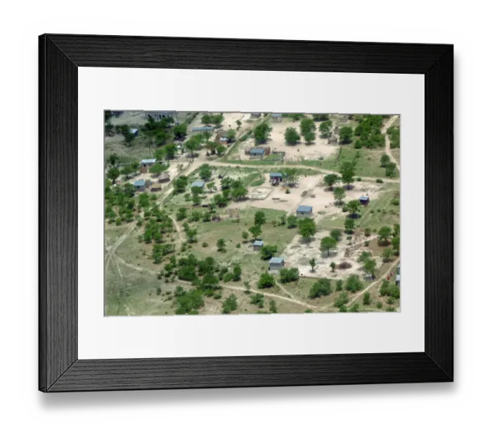 Framed Print : Aerial view of rural settlement, Maun, Ngamiland, Botswana