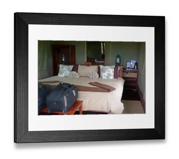 Framed Print : Interior of safari tent, Kwara Camp, Okavango Delta, Botswana Framed Print : Interior of safari tent, Kwara Camp, Okavango Delta, Botswana