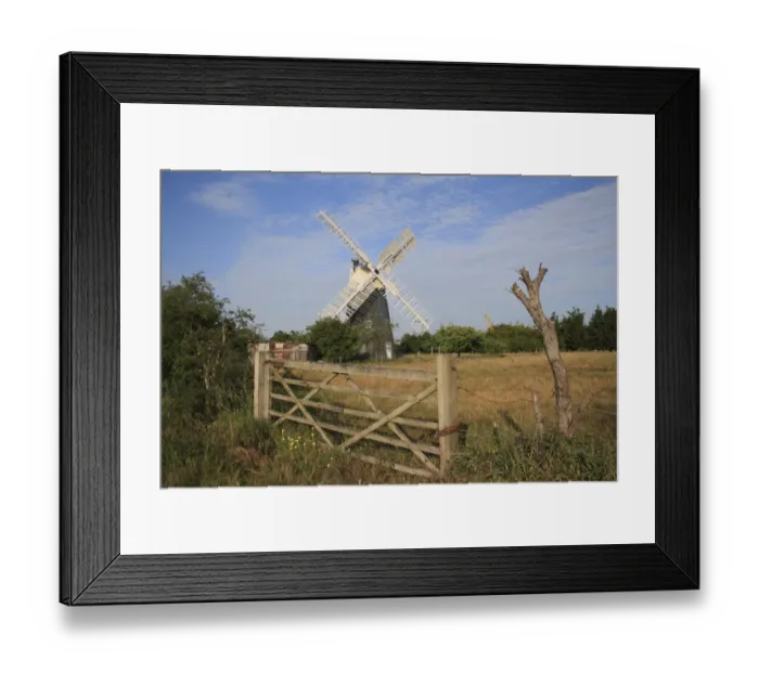 Framed Print : Nineteenth Century tower mill, Thelnetham Windmill, Thelnetham, Little Ouse Valley, Suffolk, England, june