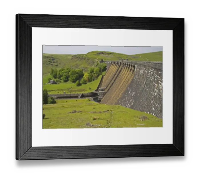 Framed Print : View of reservoir dam, Claerwen Dam, Elan Valley, Powys, Wales Framed Print : View of reservoir dam, Claerwen Dam, Elan Valley, Powys, Wales