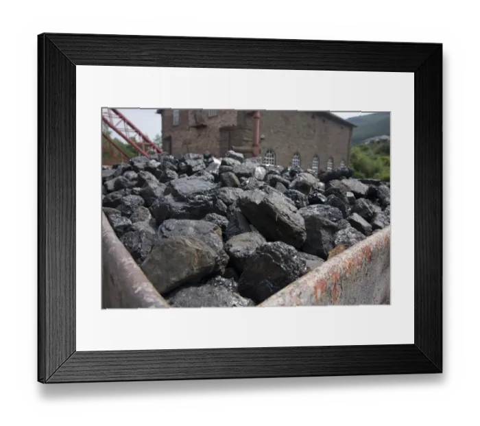 Framed Print : Mined coal at colliery museum, Rhondda Heritage Park Museum, Trenafod, South Wales, june Framed Print : Mined coal at colliery museum, Rhondda Heritage Park Museum, Trenafod, South Wales, june