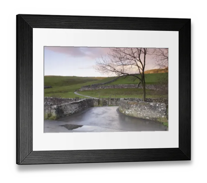 Framed Print : View of bridge, limestone walls, gate and hillside, Gordale, Malhamdale, Yorkshire Dales N. P. North Yorkshire, England, november Framed Print : View of bridge, limestone walls, gate and hillside, Gordale, Malhamdale, Yorkshire Dales N. P. North Yorkshire, England, november