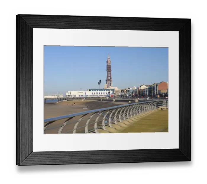 Framed Print : New promenade development in seaside resort town, Blackpool Tower in background, Blackpool, Lancashire, England