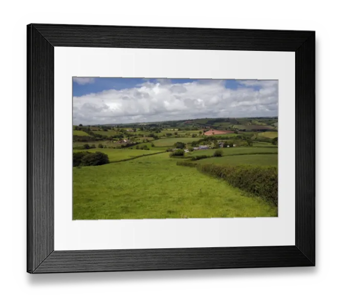 Framed Print : View of rural landscape with pasture and hedgerows, near Stockleigh Pomeroy, Tiverton, Devon, England, may Framed Print : View of rural landscape with pasture and hedgerows, near Stockleigh Pomeroy, Tiverton, Devon, England, may