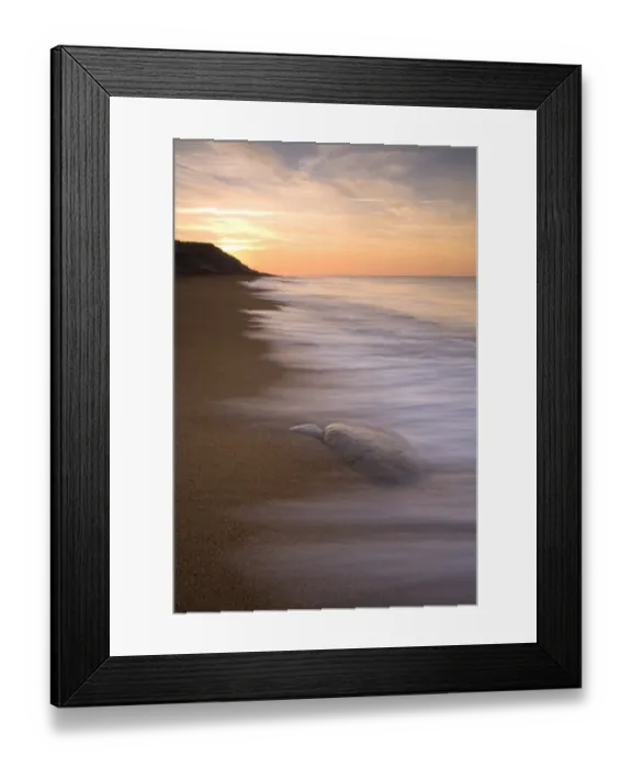 Framed Print : View of sandy beach at sunrise, Burton Bradstock, Dorset, England, february Framed Print : View of sandy beach at sunrise, Burton Bradstock, Dorset, England, february