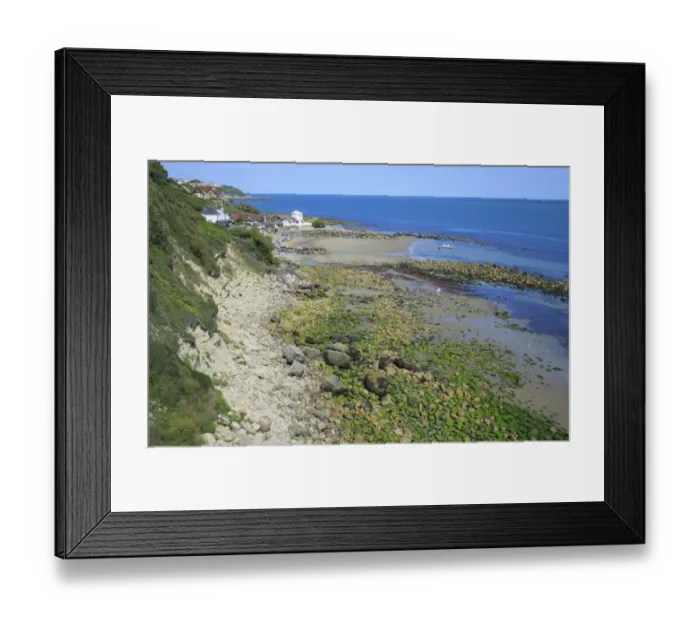 Framed Print : View of coastline and hamlet near seaside town, Steephill Cove, Steephill, Ventnor, Isle of Wight, England, july Framed Print : View of coastline and hamlet near seaside town, Steephill Cove, Steephill, Ventnor, Isle of Wight, England, july