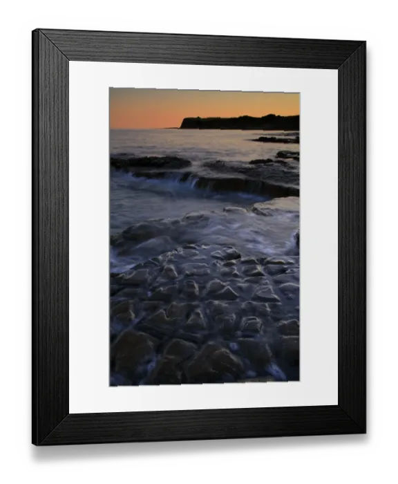 Framed Print : View of rocky beach at sunset, Hobarrow Bay, Isle of Purbeck, Dorset, England, july Framed Print : View of rocky beach at sunset, Hobarrow Bay, Isle of Purbeck, Dorset, England, july