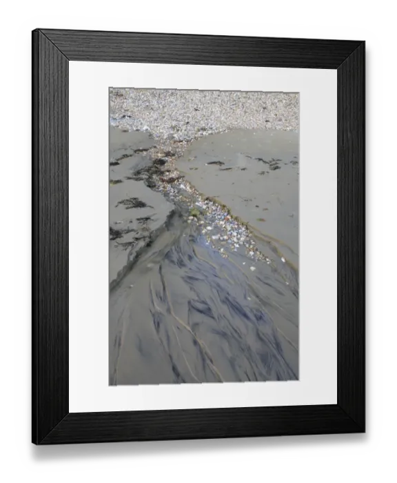 Framed Print : Freshwater flowing from pebbles onto beach, Bembridge, Isle of Wight, England, june Framed Print : Freshwater flowing from pebbles onto beach, Bembridge, Isle of Wight, England, june