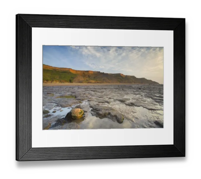 Framed Print : View of beach and eroded sea cliffs at sunrise, Red Crag Cliffs, The Naze, Essex, England, june Framed Print : View of beach and eroded sea cliffs at sunrise, Red Crag Cliffs, The Naze, Essex, England, june