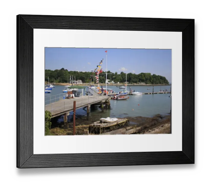 Framed Print : Boats at mooring in harbour, Wootton Creek, Fishbourne, Isle of Wight, England, july