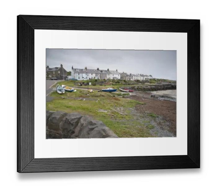 Framed Print : View of fishing village harbour, Craster, Northumberland, England, july Framed Print : View of fishing village harbour, Craster, Northumberland, England, july