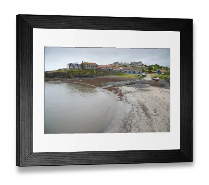 Framed Print : View of fishing village harbour, Craster, Northumberland, England, july Framed Print : View of fishing village harbour, Craster, Northumberland, England, july