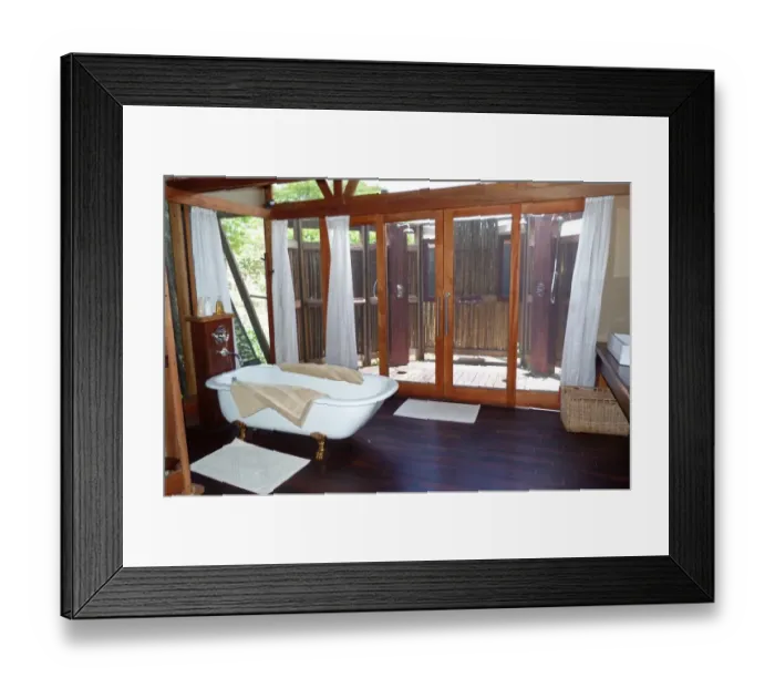 Framed Print : Interior of safari lodge bathroom, Lebala, Okavango Delta, Botswana Framed Print : Interior of safari lodge bathroom, Lebala, Okavango Delta, Botswana