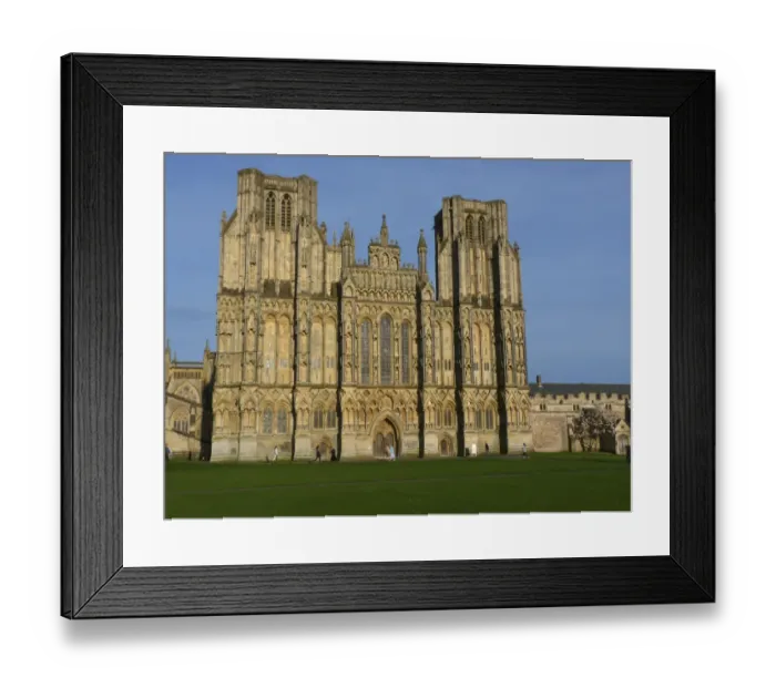 Framed Print : West front elevation of medieval cathedral, Wells Cathedral, Wells, Somerset, England, april Framed Print : West front elevation of medieval cathedral, Wells Cathedral, Wells, Somerset, England, april