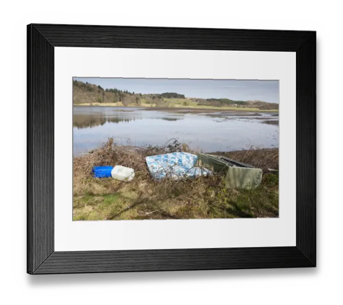 Framed Print : Rubbish dumped at edge of loch, Kilmore, Argyll and Bute, Scotland, april Framed Print : Rubbish dumped at edge of loch, Kilmore, Argyll and Bute, Scotland, april
