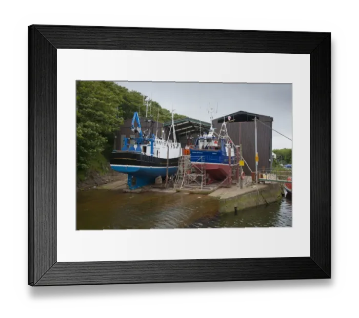 Framed Print : Crystal River and Fidelity BH92 fishing trawlers in dry dock at harbour, Eyemouth, Berwickshire, Scottish Borders Framed Print : Crystal River and Fidelity BH92 fishing trawlers in dry dock at harbour, Eyemouth, Berwickshire, Scottish Borders