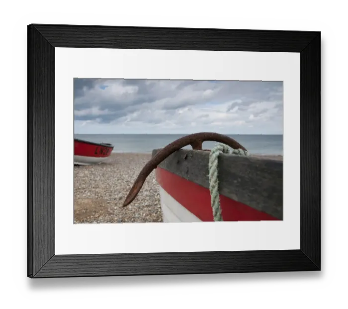 Framed Print : Close-up of anchor in fishing boat on shingle beach, Cley, Norfolk, England, september Framed Print : Close-up of anchor in fishing boat on shingle beach, Cley, Norfolk, England, september