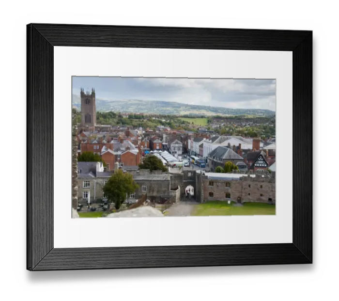 Framed Print : View of market town and surrounding countryside from castle, Ludlow Castle, Ludlow, Shropshire, England, september Framed Print : View of market town and surrounding countryside from castle, Ludlow Castle, Ludlow, Shropshire, England, september