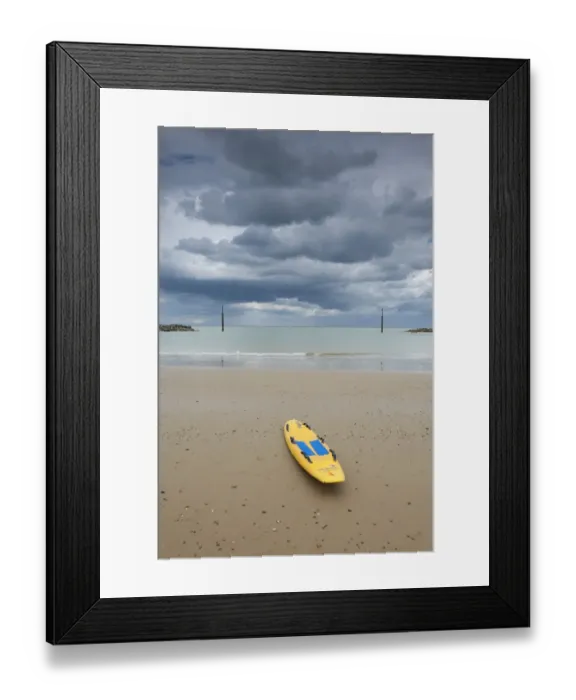 Framed Print : Lifeguard board on sandy beach with cloudy sky, Sea Palling, Norfolk, England july Framed Print : Lifeguard board on sandy beach with cloudy sky, Sea Palling, Norfolk, England july