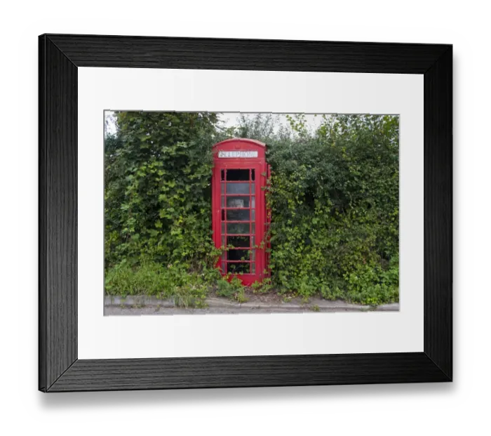 Framed Print : Disused and vandalised red telephone box in rural location, Wattisfield, Suffolk, England, august Framed Print : Disused and vandalised red telephone box in rural location, Wattisfield, Suffolk, England, august