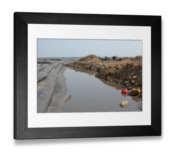 Framed Print : Land reclaimation project, reclaiming mudflats using inflatable booms, Hebei, Bohai Gulf, Yellow Sea, China, may Framed Print : Land reclaimation project, reclaiming mudflats using inflatable booms, Hebei, Bohai Gulf, Yellow Sea, China, may