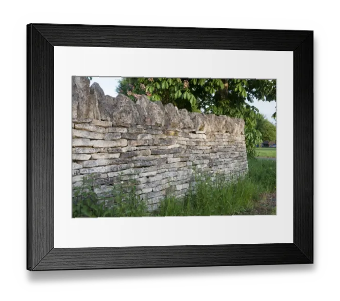 Framed Print : Limestone drystone wall in parkland, Stoneleigh Park, Kennilworth, Warwickshire, England, may Framed Print : Limestone drystone wall in parkland, Stoneleigh Park, Kennilworth, Warwickshire, England, may