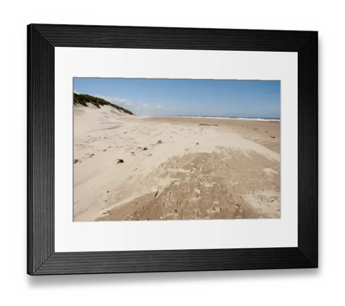 Framed Print : Windblown sand on beach and sand dunes, Bamburgh, Northumberland, England, july Framed Print : Windblown sand on beach and sand dunes, Bamburgh, Northumberland, England, july
