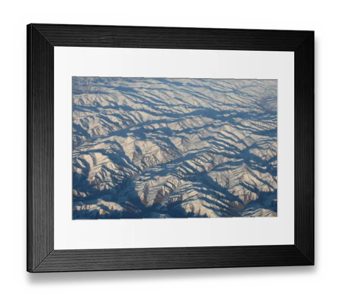 Framed Print : Aerial view of snow covered mountain range, Afghanistan, november Framed Print : Aerial view of snow covered mountain range, Afghanistan, november