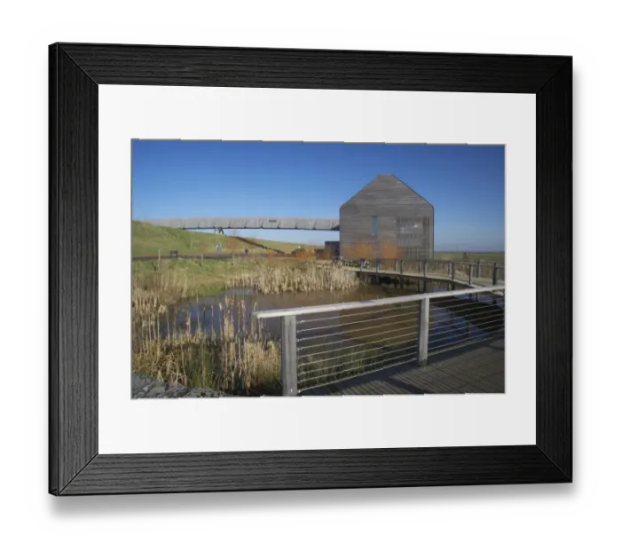Framed Print : Boardwalk and visitor centre, Welney W. W. T. Reserve, Ouse Washes, Norfolk, England, winter Framed Print : Boardwalk and visitor centre, Welney W. W. T. Reserve, Ouse Washes, Norfolk, England, winter