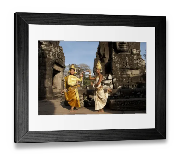Framed Print : Girl dancers wearing Apsara (dancer) costume in Khmer temple, Bayon, Angkor Thom, Siem Riep, Cambodia Framed Print : Girl dancers wearing Apsara (dancer) costume in Khmer temple, Bayon, Angkor Thom, Siem Riep, Cambodia