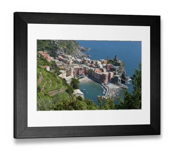 Framed Print : View of coastal fishing town, Vernazza, La Spezia, Cinque Terre, Riviera Levante, Liguria, Italy, june Framed Print : View of coastal fishing town, Vernazza, La Spezia, Cinque Terre, Riviera Levante, Liguria, Italy, june