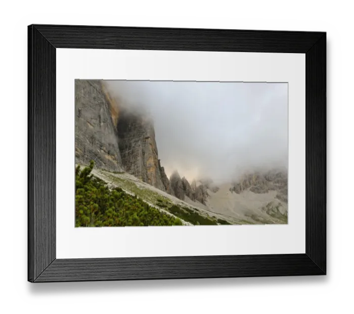 Framed Print : View of mountain range in low cloud, Tofane, Dolomites, Italian Alps, Veneto, Italy, august