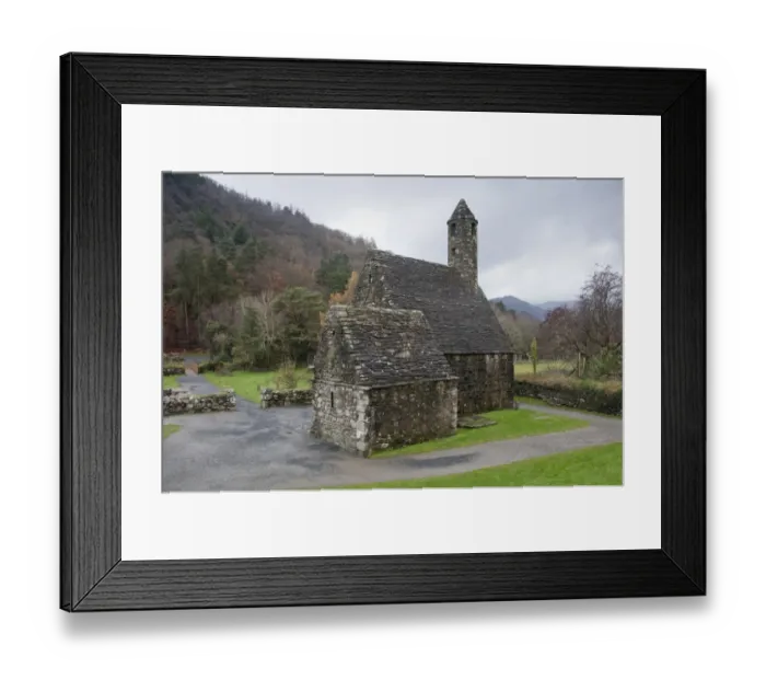 Framed Print : Early Medieval monastic building, St. Kevins Church, Glendalough Monastic Site, Wicklow Way Walking Route