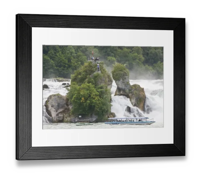 Framed Print : Tourist boat and visitors at largest plain waterfall in Europe, Rhine Falls (Rheinfall), Upper Rhine, Schaffhausen Framed Print : Tourist boat and visitors at largest plain waterfall in Europe, Rhine Falls (Rheinfall), Upper Rhine, Schaffhausen