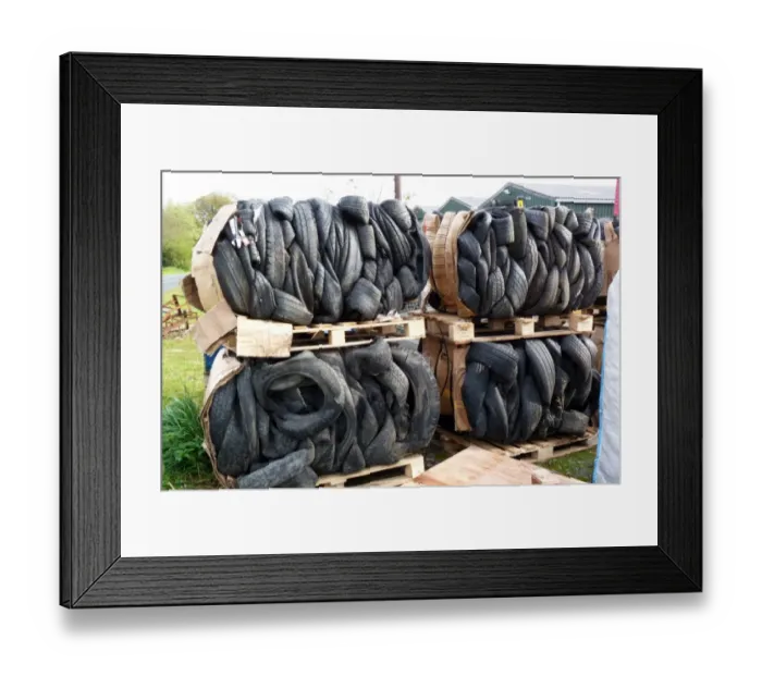 Framed Print : Car tyres for recycling Framed Print : Car tyres for recycling