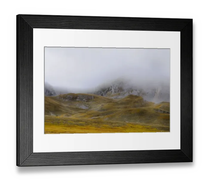 Framed Print : View of mountain plateau in low cloud, Gran Sasso N. P. Apennines, Abruzzo, Italy, september Framed Print : View of mountain plateau in low cloud, Gran Sasso N. P. Apennines, Abruzzo, Italy, september
