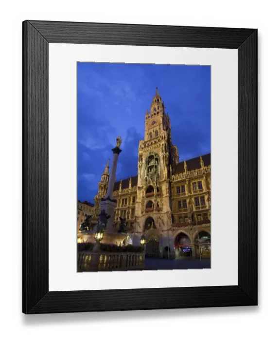 Framed Print : City hall and Marian column at night, New City Hall, Marienplatz, Munich, Bavaria, Germany, august Framed Print : City hall and Marian column at night, New City Hall, Marienplatz, Munich, Bavaria, Germany, august