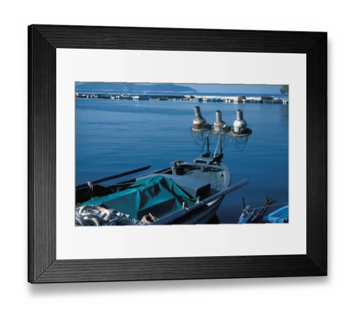 Framed Print : Thasos, Greece - boats fitted with lamps for night fishing Framed Print : Thasos, Greece - boats fitted with lamps for night fishing