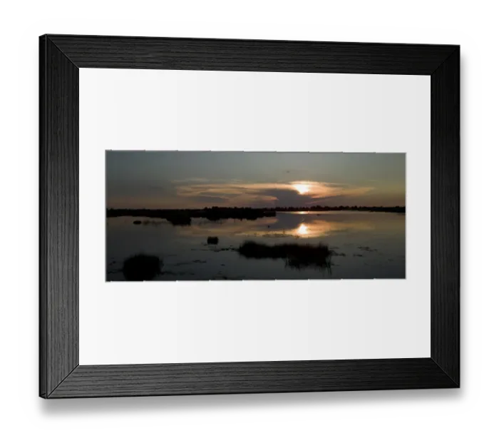 Framed Print : Setting sun over Monachena River near Kwara, Okavango Delta, Botswana Framed Print : Setting sun over Monachena River near Kwara, Okavango Delta, Botswana