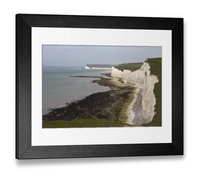 Framed Print : Beachy Head looking west from Birling Gap. This is a chalk headland on the south coast of England