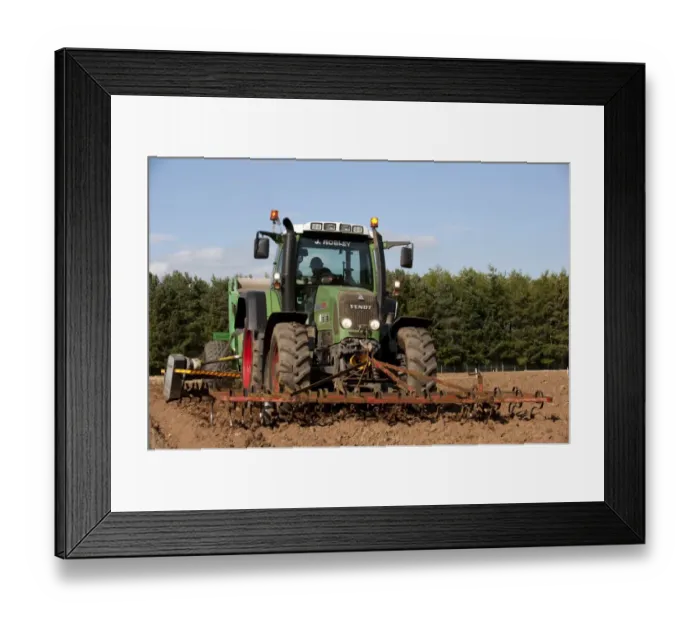 Framed Print : Fendt 716 tractor with stone picker, going over newly ploughed field, England, september Framed Print : Fendt 716 tractor with stone picker, going over newly ploughed field, England, september
