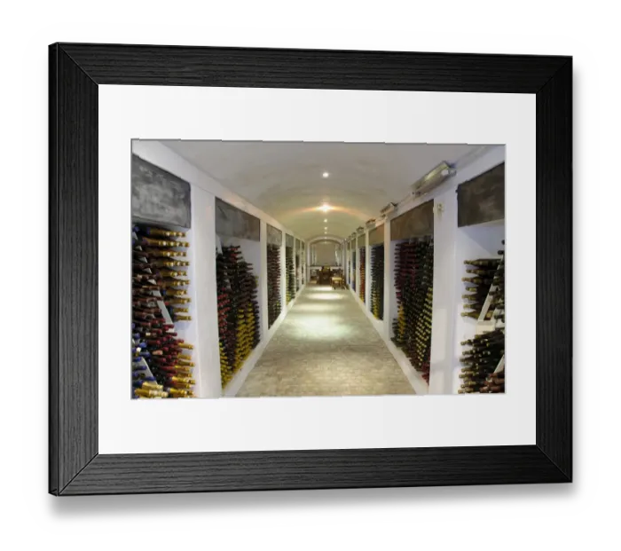 Framed Print : Wine bottles stored in cellar, Boschendal Vineyard, Franschoek, Western Cape, South Africa