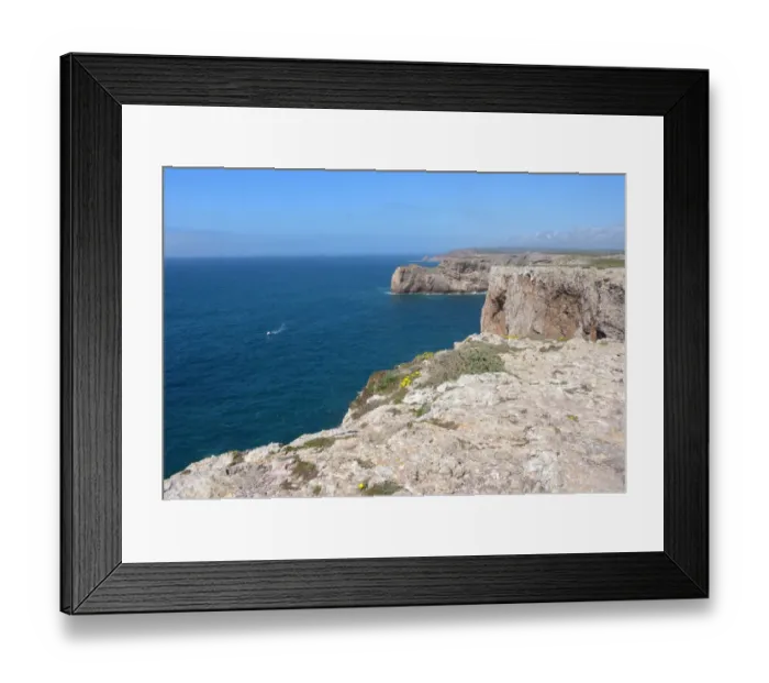 Framed Print : View looking north along sea cliffs, Cabo de Sao Vicente, Costa Vicentina, Algarve, Portugal, april Framed Print : View looking north along sea cliffs, Cabo de Sao Vicente, Costa Vicentina, Algarve, Portugal, april