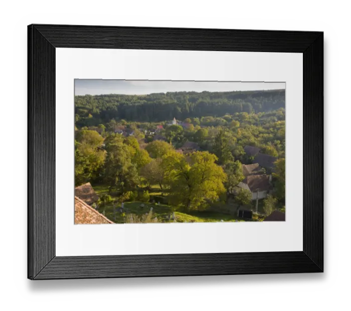 Framed Print : View of surrounding village and countryside from fortified Saxon church in old Saxon village, Viscri, Transylvania Framed Print : View of surrounding village and countryside from fortified Saxon church in old Saxon village, Viscri, Transylvania