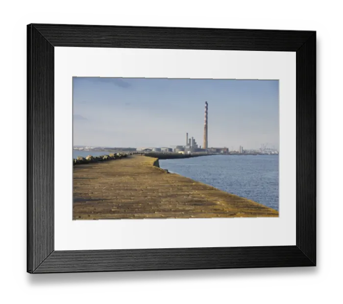 Framed Print : View of sea wall protecting harbour entrance, sea wall preventing sand encroachment from South Bull sandbank