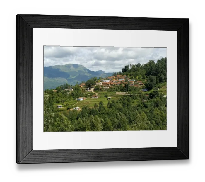 Framed Print : View of upland village and terraced hillside, Kanthalloor, Western Ghats, Kerala, India Framed Print : View of upland village and terraced hillside, Kanthalloor, Western Ghats, Kerala, India