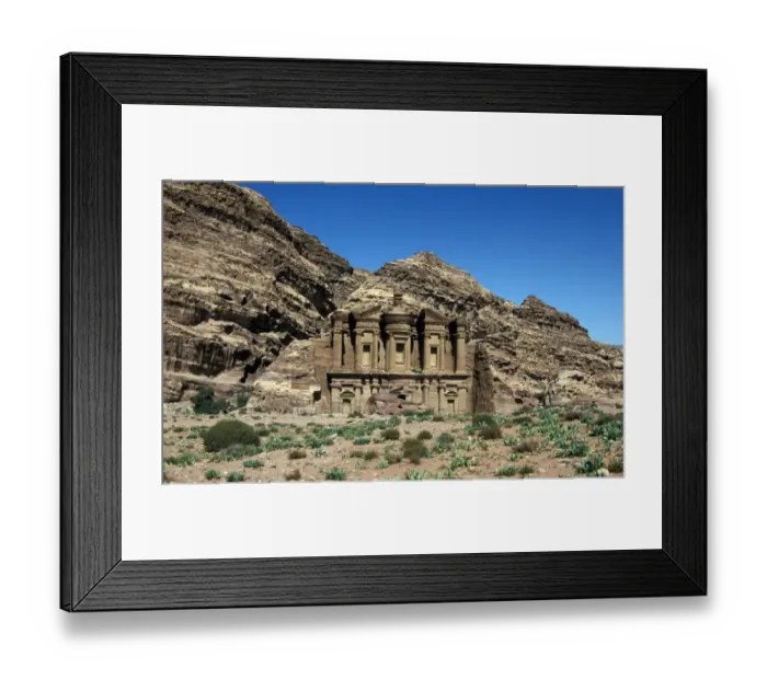 Framed Print : Middle East-Jordan The Nabataean Temple of ad-Deir carvee from Nubian sandstone - Petra - Jordan Framed Print : Middle East-Jordan The Nabataean Temple of ad-Deir carvee from Nubian sandstone - Petra - Jordan