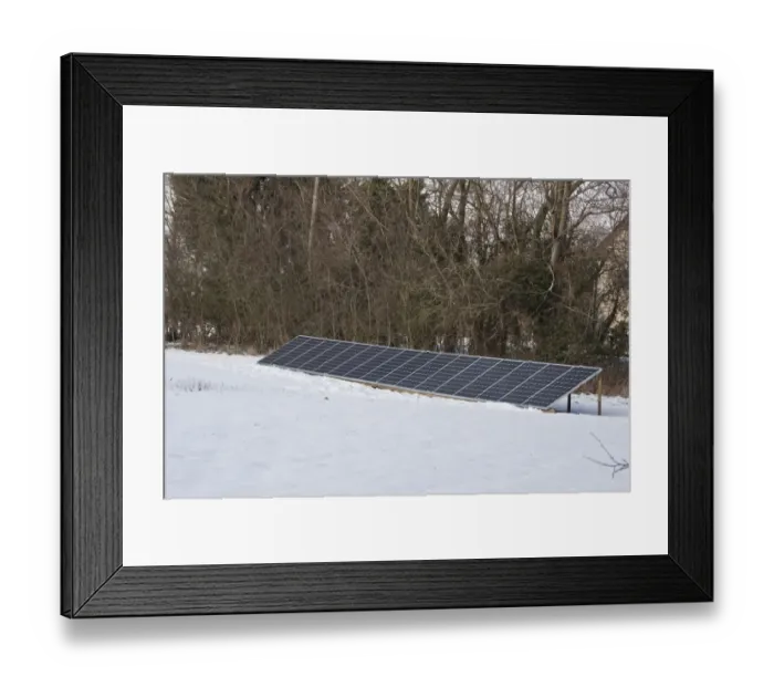 Framed Print : Ground mounted solar panels in winter snow Framed Print : Ground mounted solar panels in winter snow