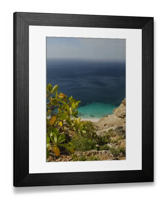Framed Print : View of sea from southern coast clifftop habitat, Socotra, Yemen, december Framed Print : View of sea from southern coast clifftop habitat, Socotra, Yemen, december